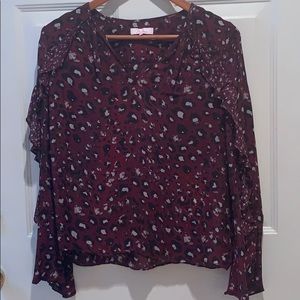 Parker Denny Combo Ruffle Animal Print Blouse